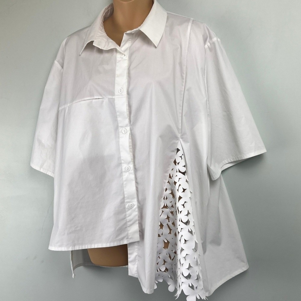 Paskal Atlas Laser Cut Butterfly Asymmetric Oversized Shirt Womens L Avant-garde - Picture 3 of 12